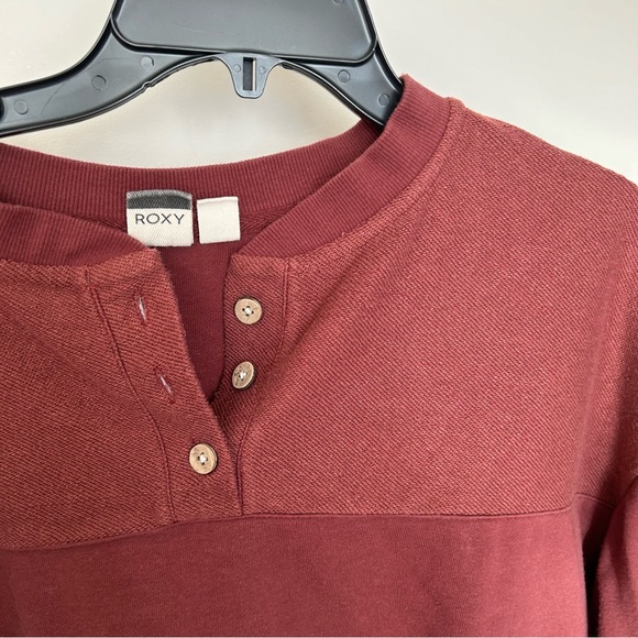 Roxy Henley Pullover Crop Sweatshirt Top - Picture 5 of 13